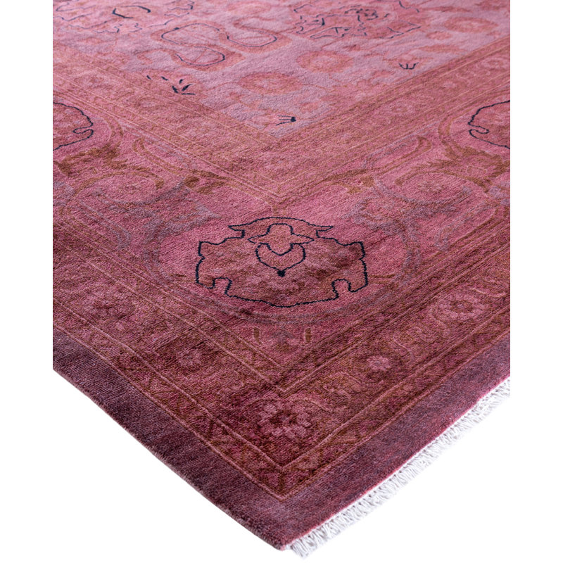 Overdyed Hand-Knotted Wool Modern-Contemporary Pink Area Rug 10' 1" x 13' 8"