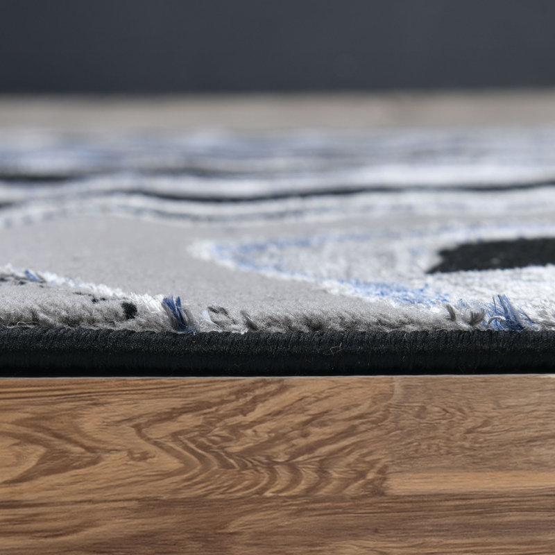 Galaxy Series Abrstract Black/Gray/Ivory/Beige Area Rug, Rectangle 5'3" x 7'3"