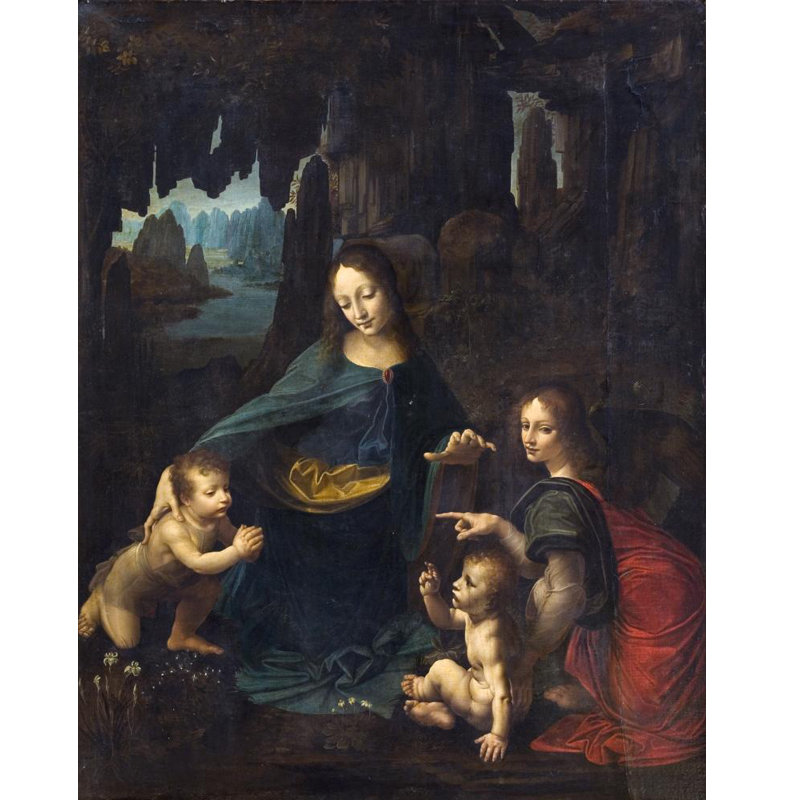 "La Vierge des Roches" par Leonardo Da Vinci - Art mural sur toile tendue avec châssis, H 18 po x l 14 po