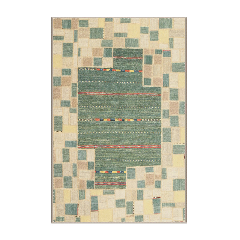 Tapis abstrait brun clair / vert, Rectangle 8 pi x 10 pi