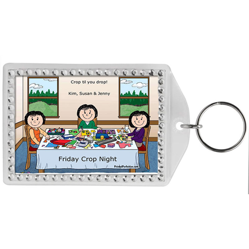 Porte-clés personnalisé à bordure en strass personnalisé pour 3 personnes, Oui
