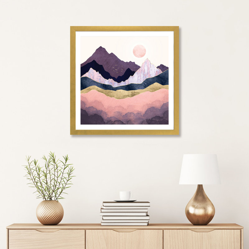 Mauve brume - imprimé, Encadré en papier doré, H 24 po x l 24 po x p 1 po