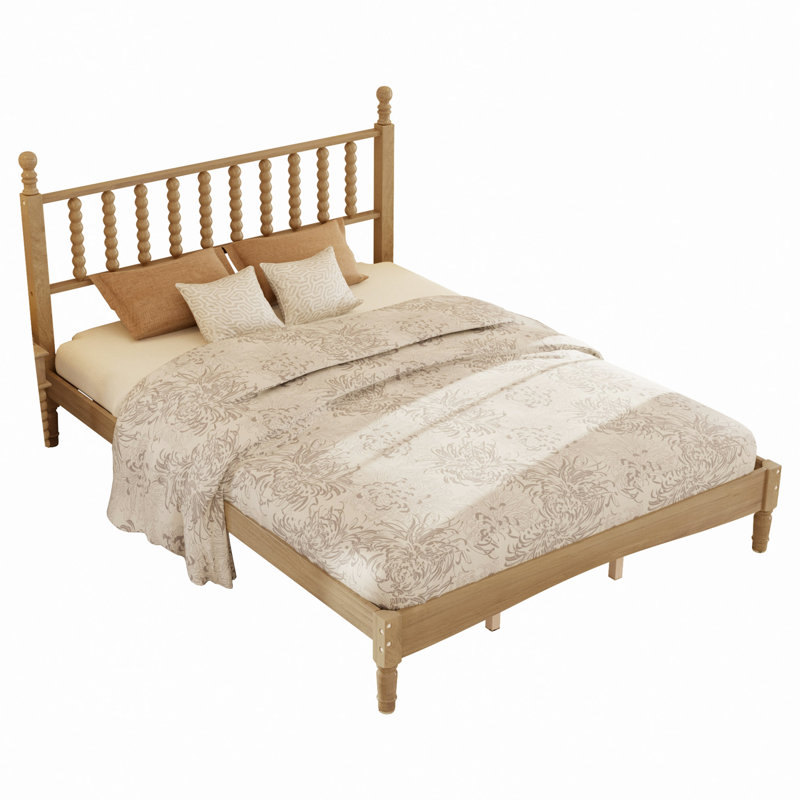 Lit moderne, lit plateforme en bois avec tête de lit en forme de gourde, lit plateforme de style rétro avec support à lattes en bois