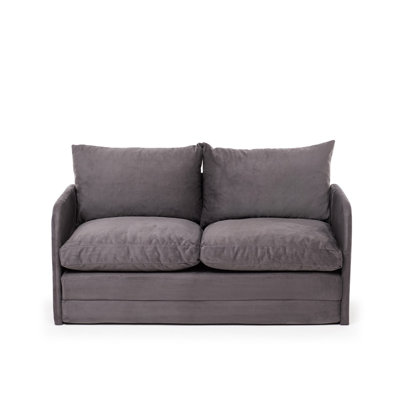 Modern 2-Seat Sofa Bed, Grey Fabric, 58.3 x 27.6 x 26.0 inches | 100% Metal Frame, 100% Polyester Upholstery | Converts to Bed (78.7 x 55.1 inches) | Perfect for Small Spaces, Stylish and Functional Design