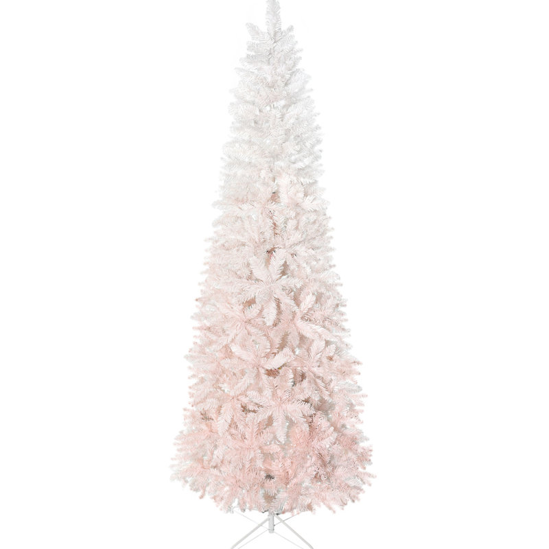 Arbre de Noël artificiel 6 pi, rose et blanc, charmant arbre blanc avec base en acier, Space Design