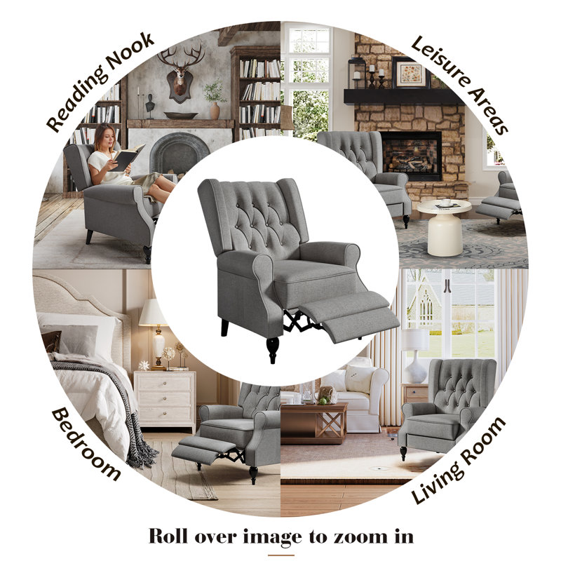 Arlanda 29.1'' Wide Tufted Armchair, Gray 