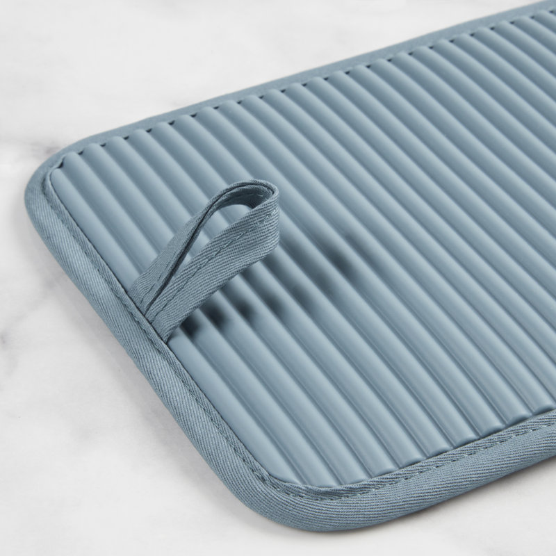 KitchenAid Ribbed Soft Silicone Potholder, Fog Blue