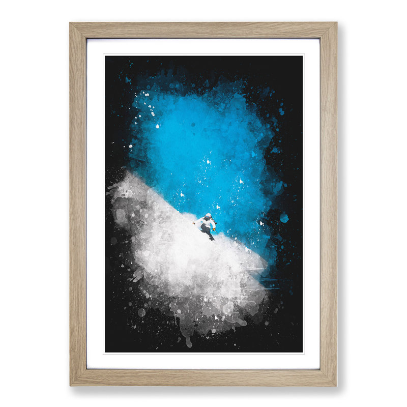 Skiing Vol.1 Paint - Single Picture Frame Print on MDF, 36cm H x 27cm W x 2cm D, Oak Framed