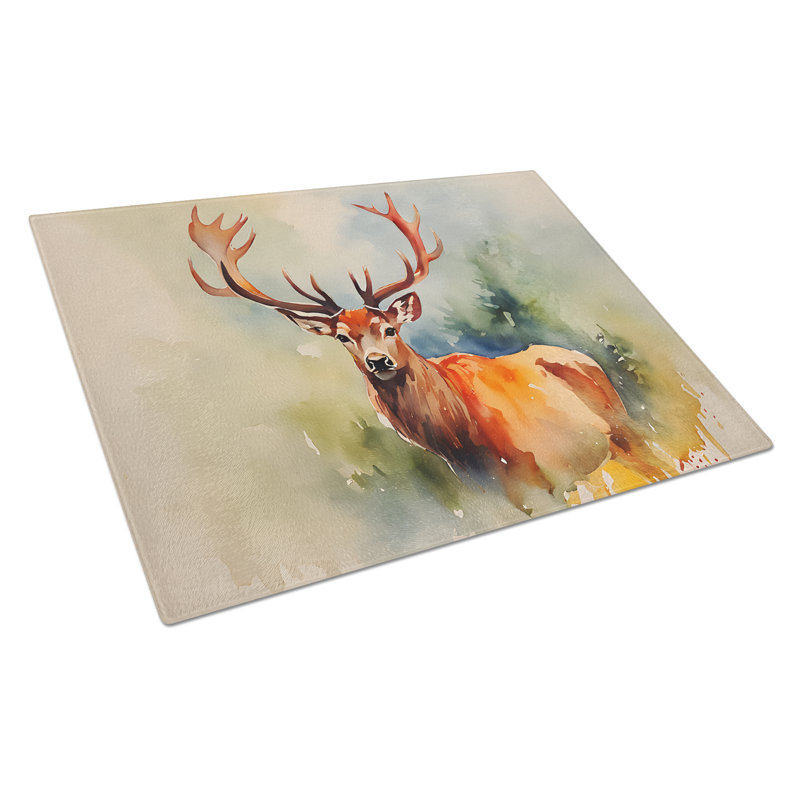 Deer Stag Glass Cutting Board Large