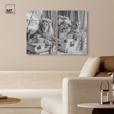 Animals With Luxurious Glam Acrylic Print Bedroom Wall Decor Set By Art Remedy, Ready To Hang, 10 x 15