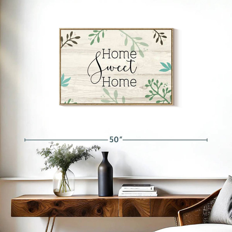 Panneau mural Home Sweet Home, Cadre flottant en bois naturel, 31 po x 21 po