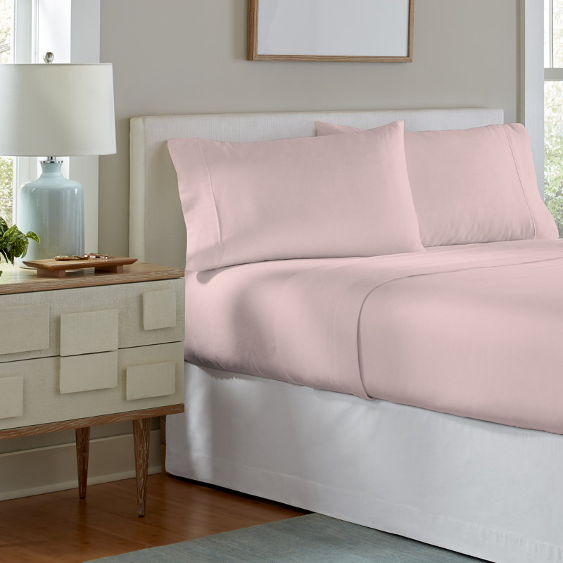Flannel Sheet Set, Twin XL Sheet Set + Fitted Sheet + 1 Pillowcase, Rose Quartz