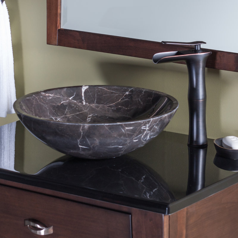 Novatto 17'' Stone Circular Bathroom Sink, Brown Tones