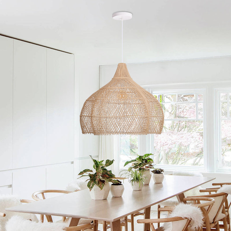 Luminaire suspendu beige à 1 lumière Aquera, H 19,68 po x l 21,65 po x P 21,65 po, Natural