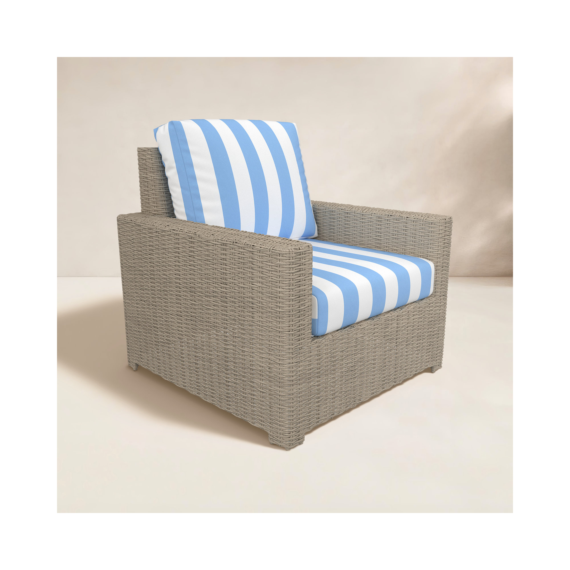 Outdoor Chair With Sunbrella Cushions, Refuge Ocean