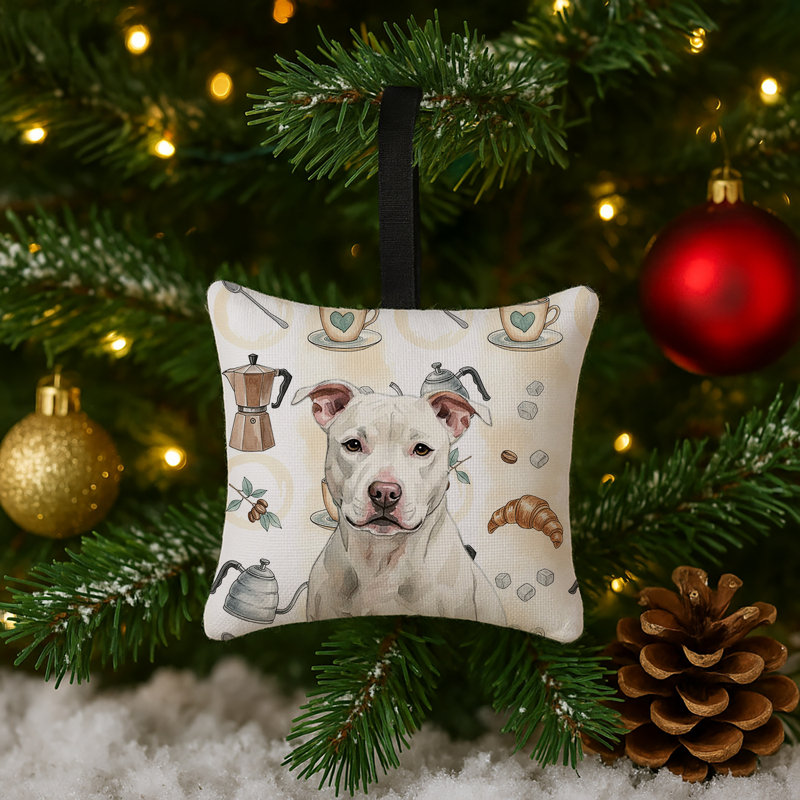 Ornement suspendu en tissu blanc Staffordshire Bull Terrier, Staffordshire Bull Terrier White