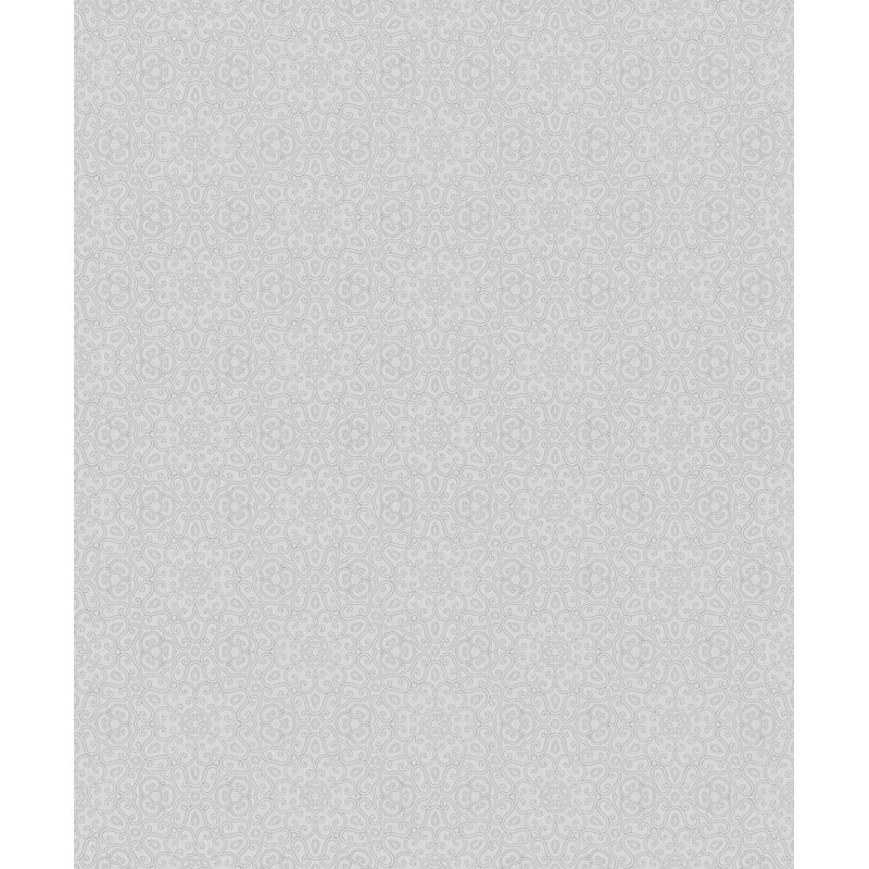 Serene Collection Metallic Openwork Mandala Flower Design 33' L x 21" W Wallpaper Roll, Gray