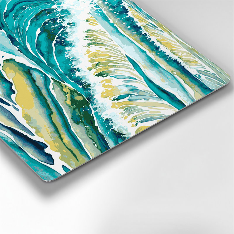 Coastal Tropical Waters Beige Metal Wall Art, 11" H x 14" W
