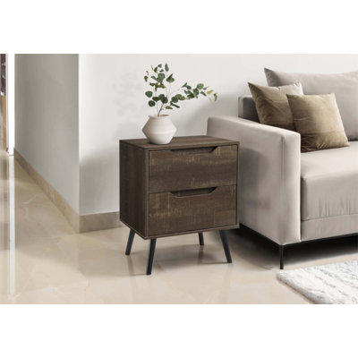 Table d'appoint moderne en stratifié avec tiroirs de rangement spacieux pour la chambre à coucher et le salon, design contemporain