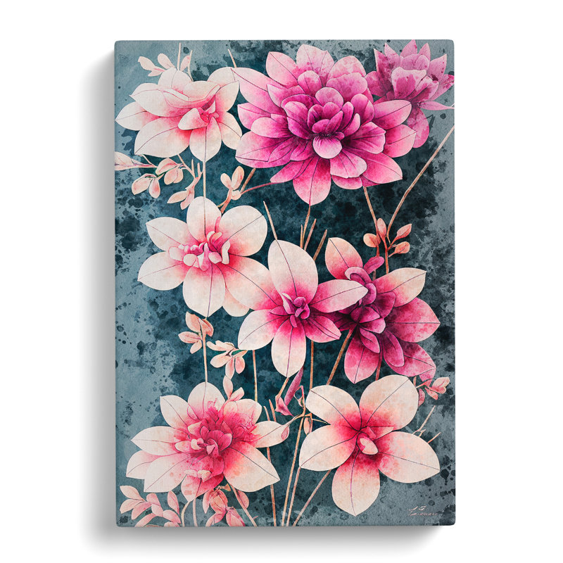 Flowers Water Painting No.4 - Wrapped Canvas, 50cm H x 35cm W x 3cm D