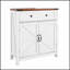 Armoire de rangement Farmhouse avec tiroir et tablette réglable, armoire de cuisine blanche avec comptoir en noyer, console de bar moderne pour plusieurs pièces-309910254