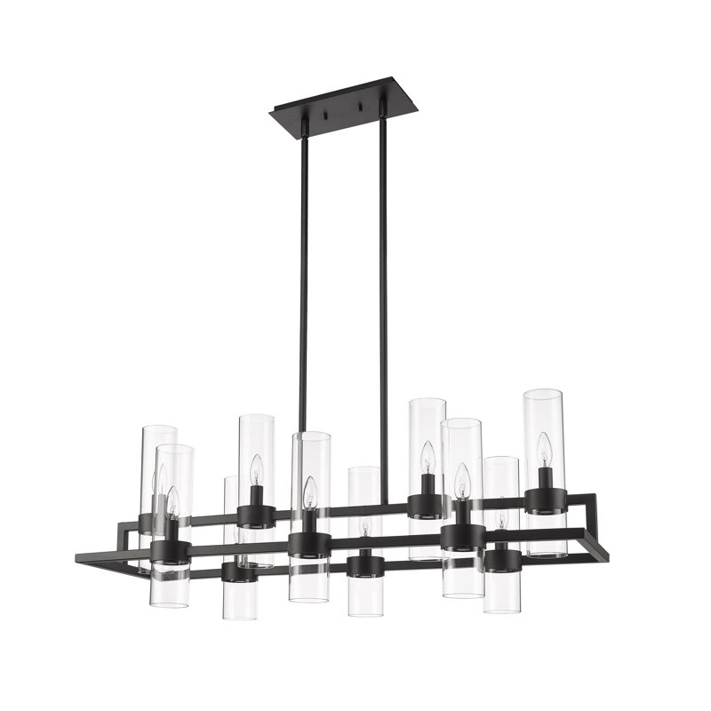 Calumet 10 - Light Dimmable Kitchen Island Cylinder Chandelier, Matte Black