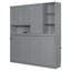 Lit escamotable mural simple avec armoire supérieure, tablettes, lit pliable peu encombrant avec lumière et USB-363132287