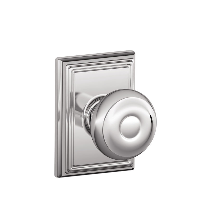 Georgian Knob with Addison Trim Hall and Closet Lock, Bright Chrome