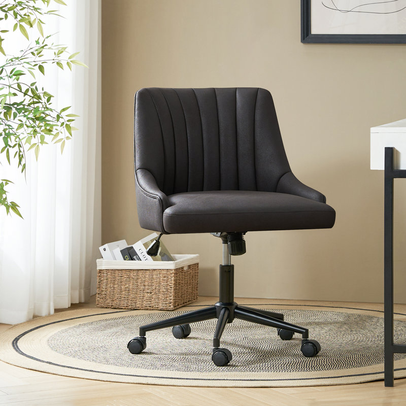Kater Modern Tilting Rock Office Chair with Swivel and Tufted Back, Black