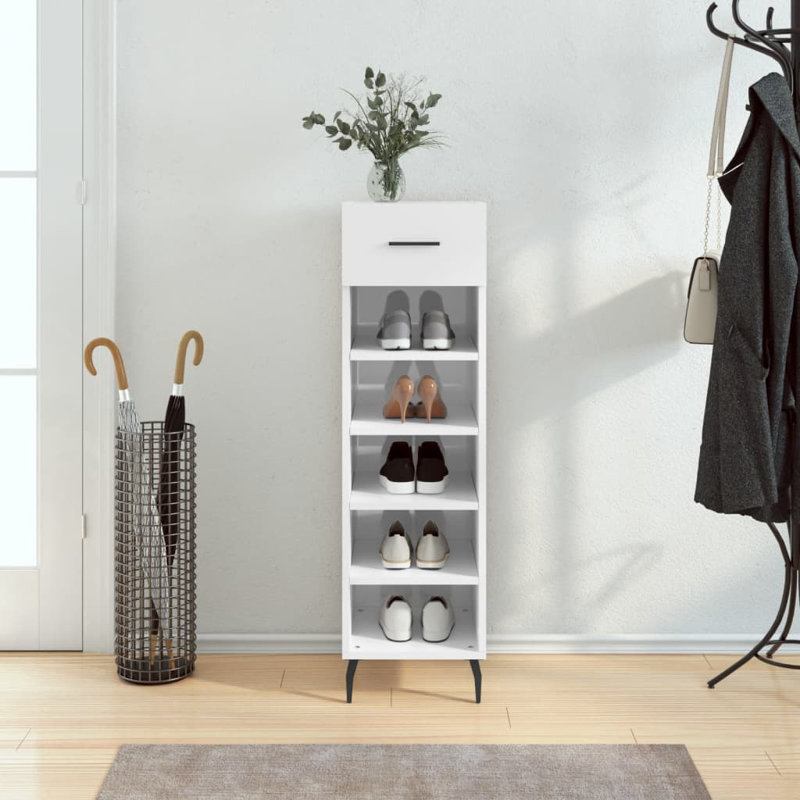 5 Pair Shoe Storage Cabinet, High Gloss White