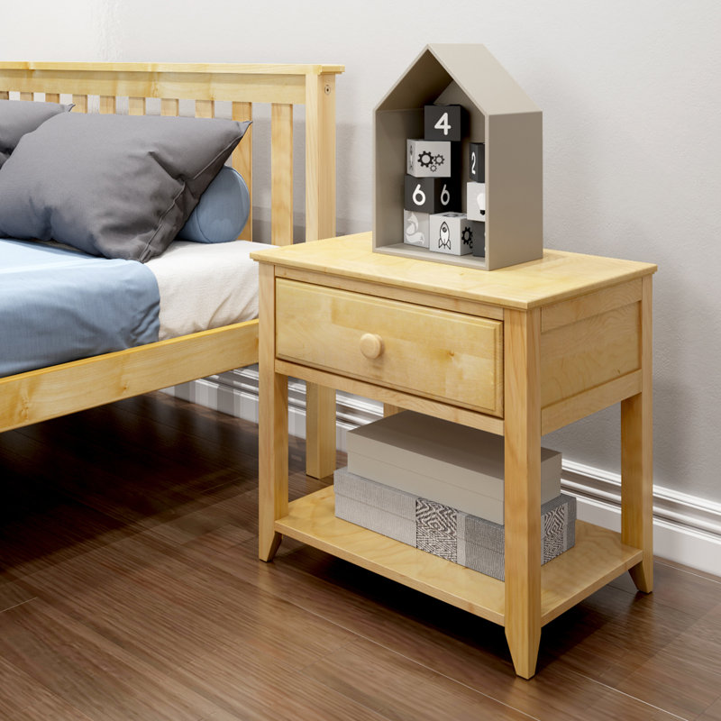 Lubin 1 Drawer Solid Wood Nightstand, Natural