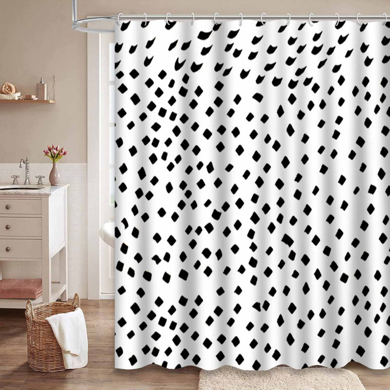 Rideau de douche noir avec 12 crochets, L 72 po x l 72 po