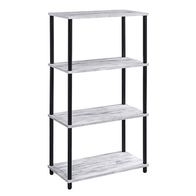 4-shelf Bookshelf In Antique White And Black For Home Decor Display Office Use