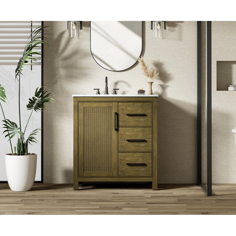 Meuble-lavabo simple 32 po, Noisette chêne
