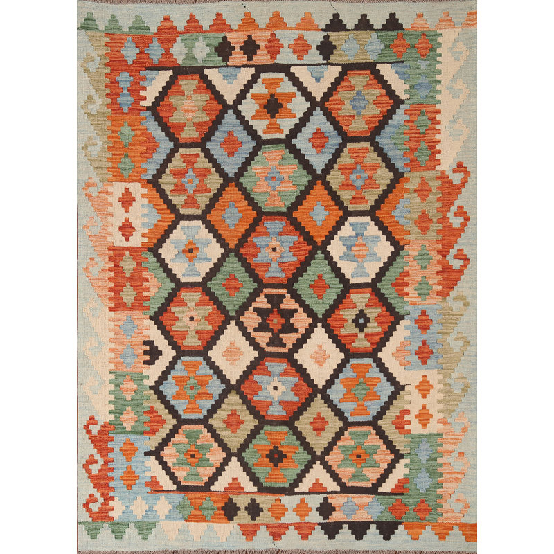 Kilim Reversible Wool Area Rug 5x6