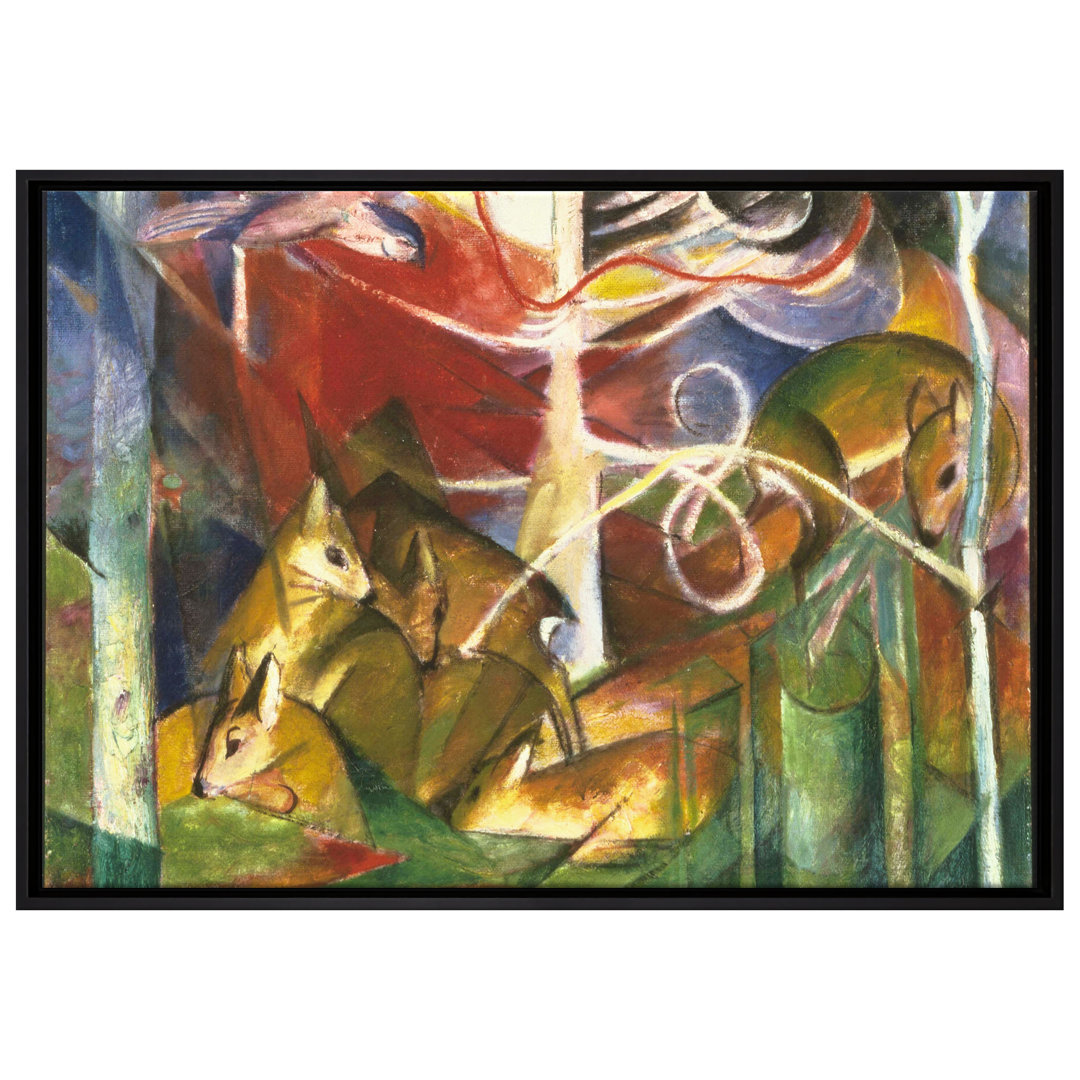 Gerahmter Kunstdruck Leinwandbild Rehe im Wald von Franz Marc