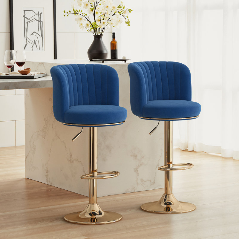 Tabouret de comptoir rembourré à hauteur ajustable, Bleu