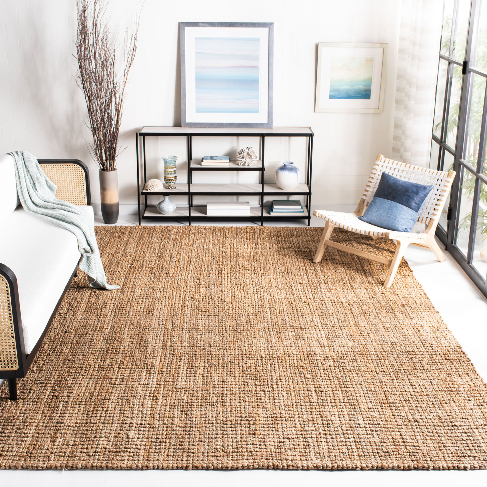 Alda Natural Ivory Hand-Woven Jute Rug, Rectangle 11' x 15'