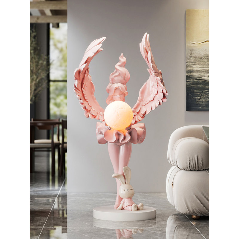Minimalist Modern Resin Floor Lamp, White/Pink