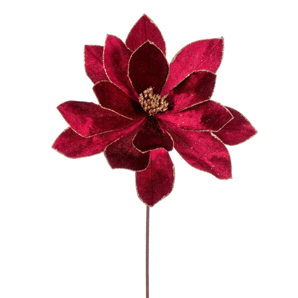 Kimura 22" Velvet Sheen Glitter Trim Poinsettia 22" Velvet Sheen Glitter Trim Poinsettia Freeport Park® Flowers/Leaves 