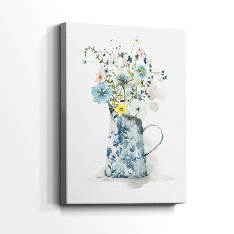 Cottage Garden Blues II - Impression sur toile seulement - NON-CADRE, H 12 po x l 8 po