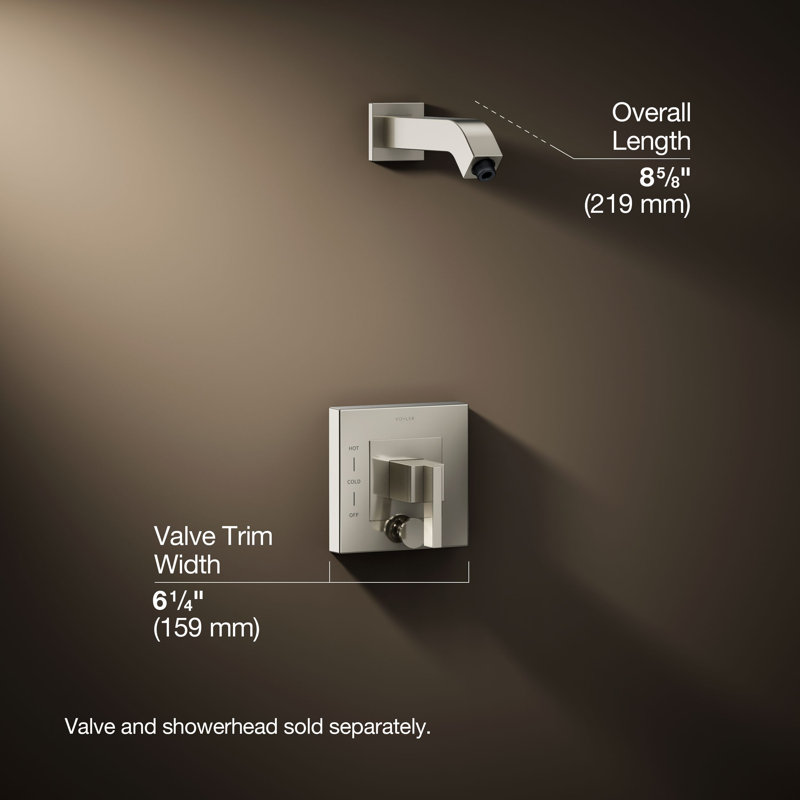 Loure Rite-Temp Shower Trim Set with Push-Button Diverter, Less Showerhead, Vibrant Polished Nickel