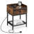 Bedside Table With Charging Station, Storage Shelf, 1 Drawer And Metal Frame