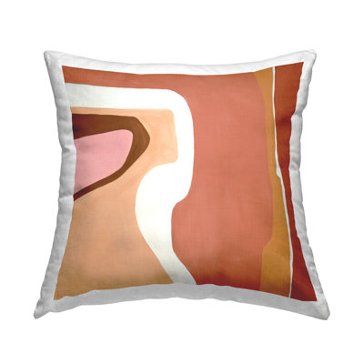 Coussin décoratif à imprimé désert rose et rouge abstrait par Ruth Fromstein