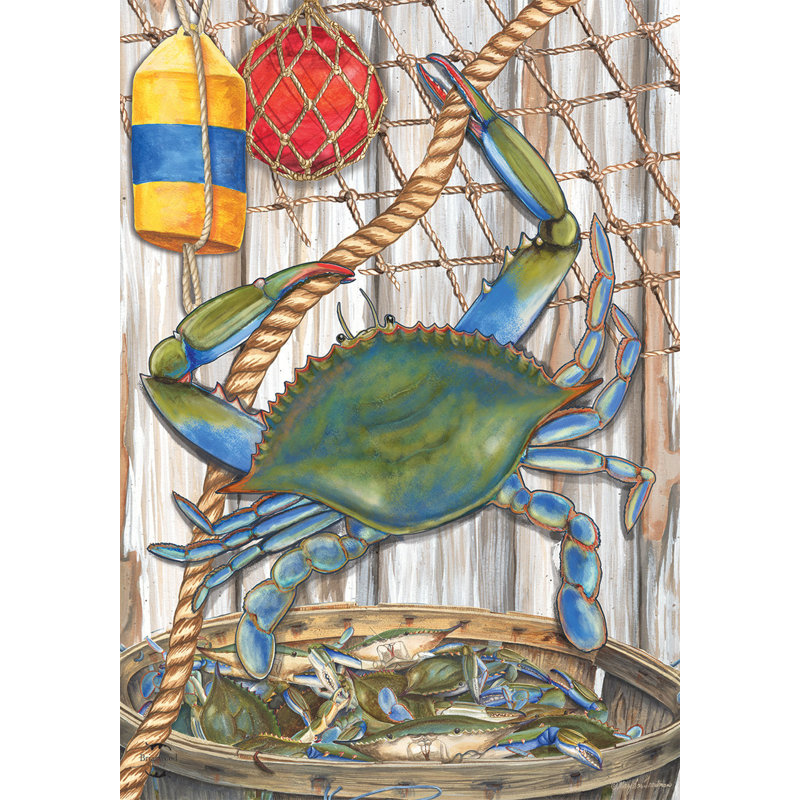 Drapeau de jardin boisseau crabe bleu