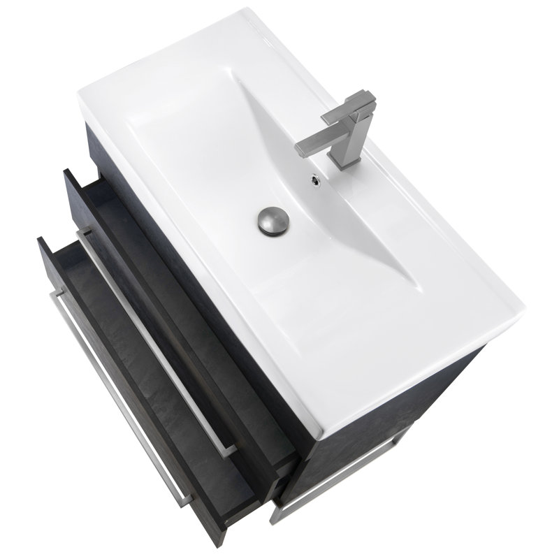 Meuble-lavabo simple 36 po Taft Avenue, Marbre noir, Chrome poli