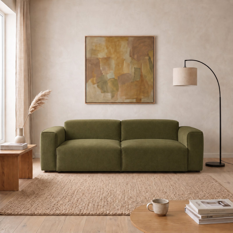 Milky 3 Seater Sofa Bed, Olive Green MANILA 34