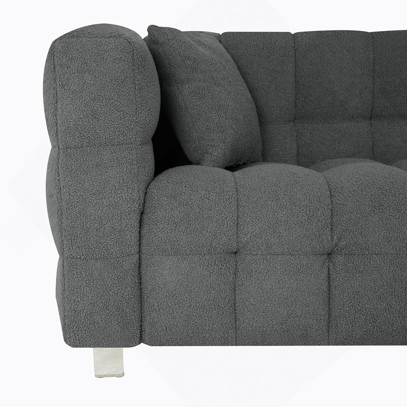 Canapé confortable en molleton avec coussins décoratifs et fabrication robuste pour la détente, Gris