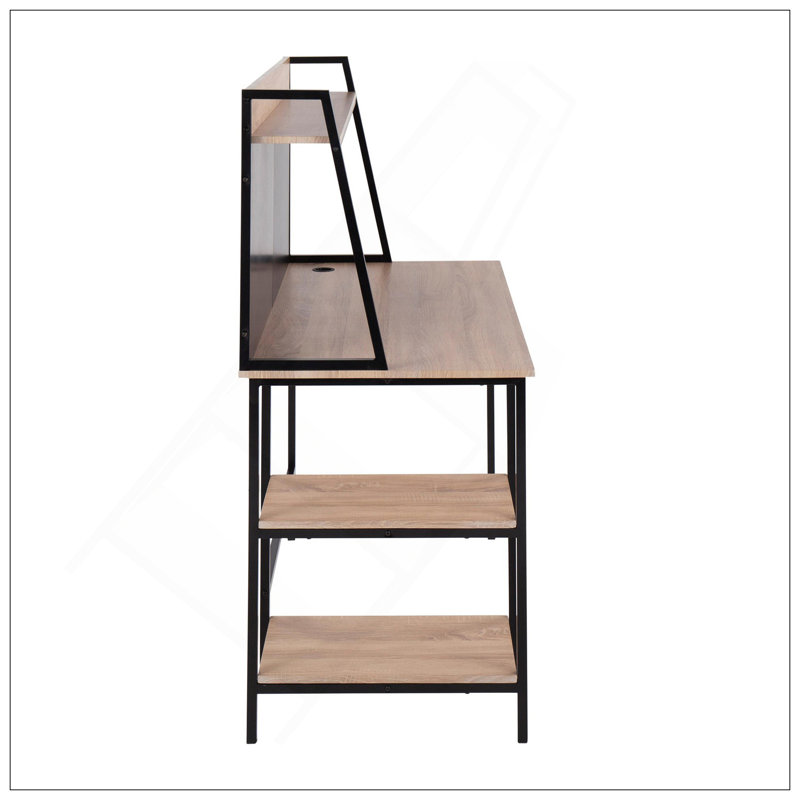 Bureau contemporain sophistiqué avec rangement supplémentaire et fabrication durable, Naturel / noir