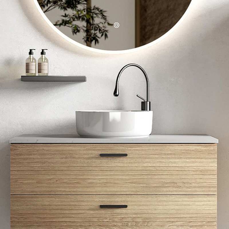 Lavabo intégré en céramique 15,5 po en blanc